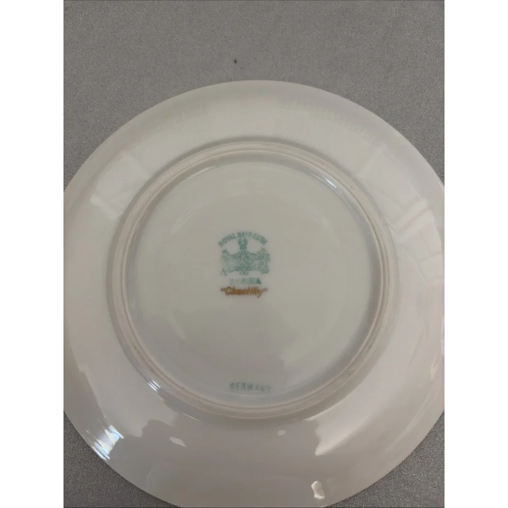 Royal Bayreuth Discontinued Chantily Flat Porcelain Cream Soup Bowl and Saucer